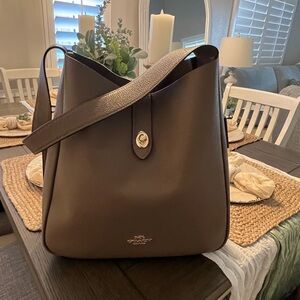 Coach Dark Stone Pebble Leather Shoulder Bag